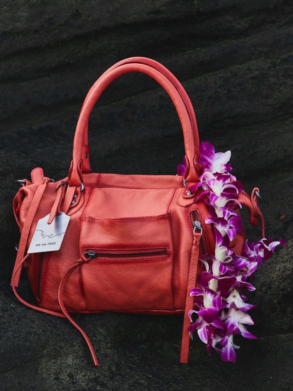 We The Free Coral-Red Leather Satchel